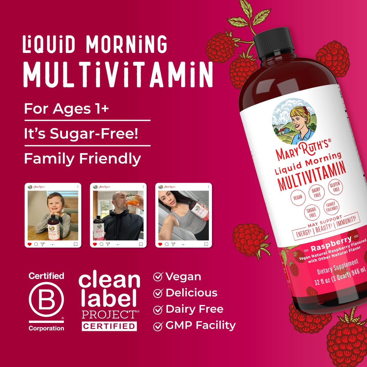 MaryRuth Organics Liquid Morning Multivitamin lifestyle wellness family display