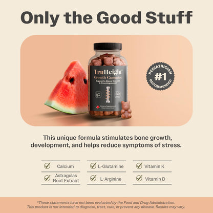 TruHeight supplement bottle showing age 5 plus recommendation