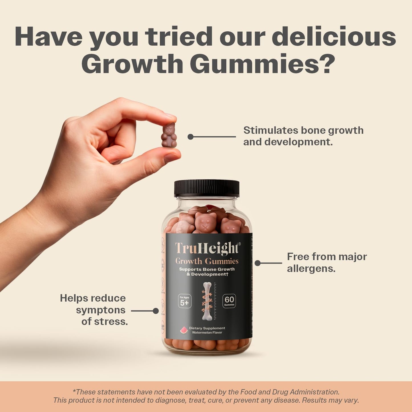Close up of TruHeight growth support gummy texture