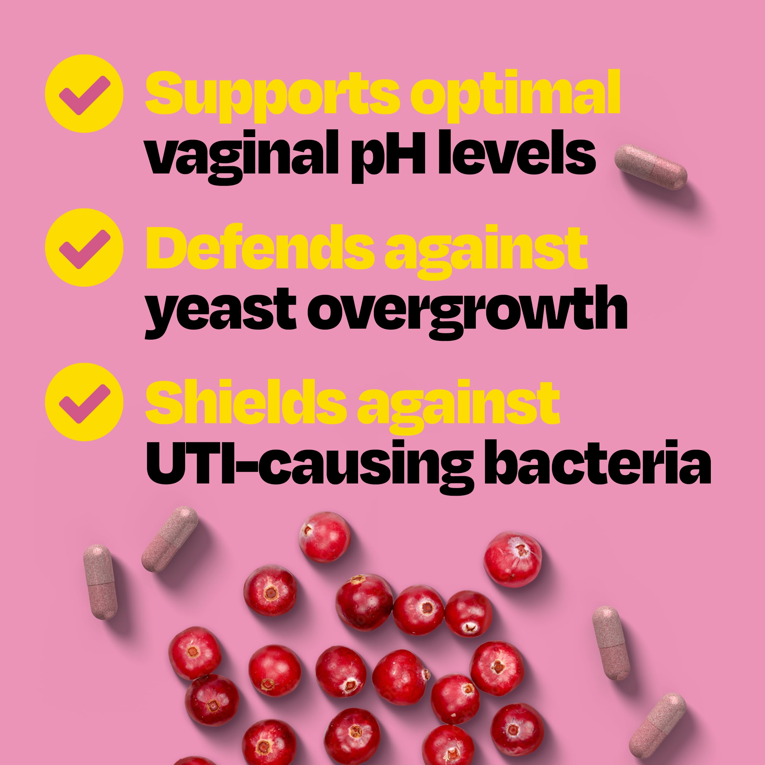 Side view of Cystex women's prebiotic and probiotic capsules bottle highlighting the gluten-free label.