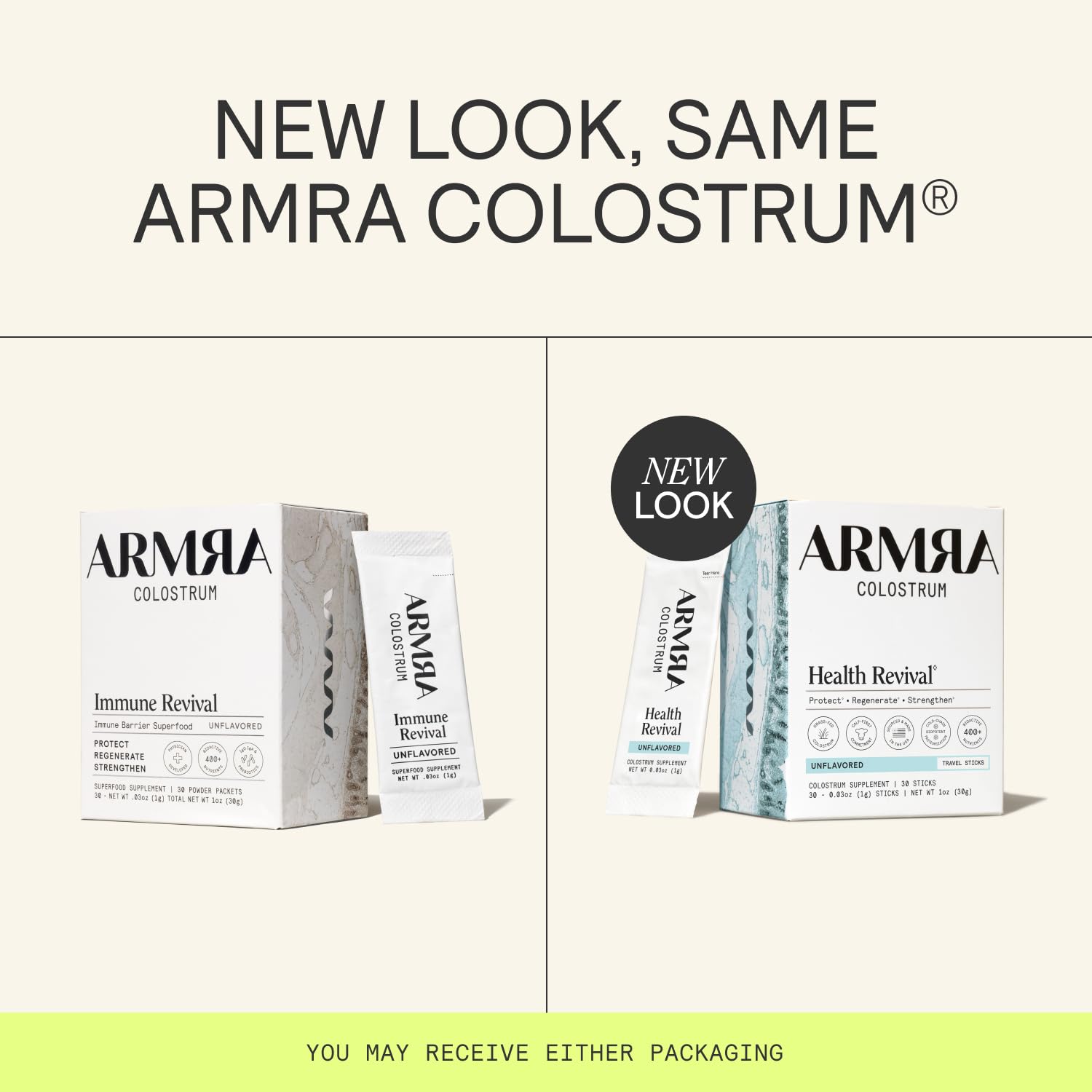 Armra Colostrum immune health powder supplement packaging