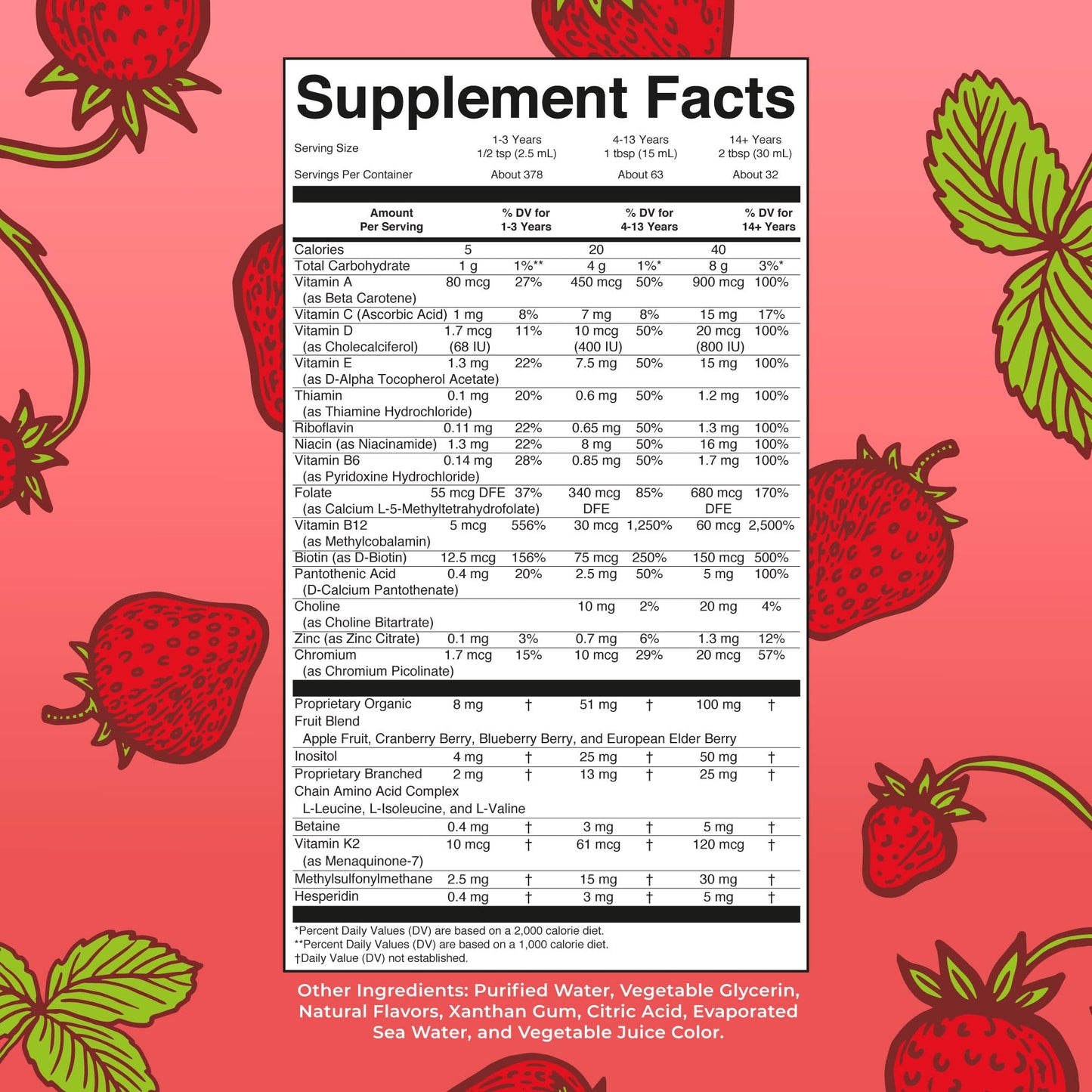 MaryRuth Organics liquid multivitamin supplement facts label