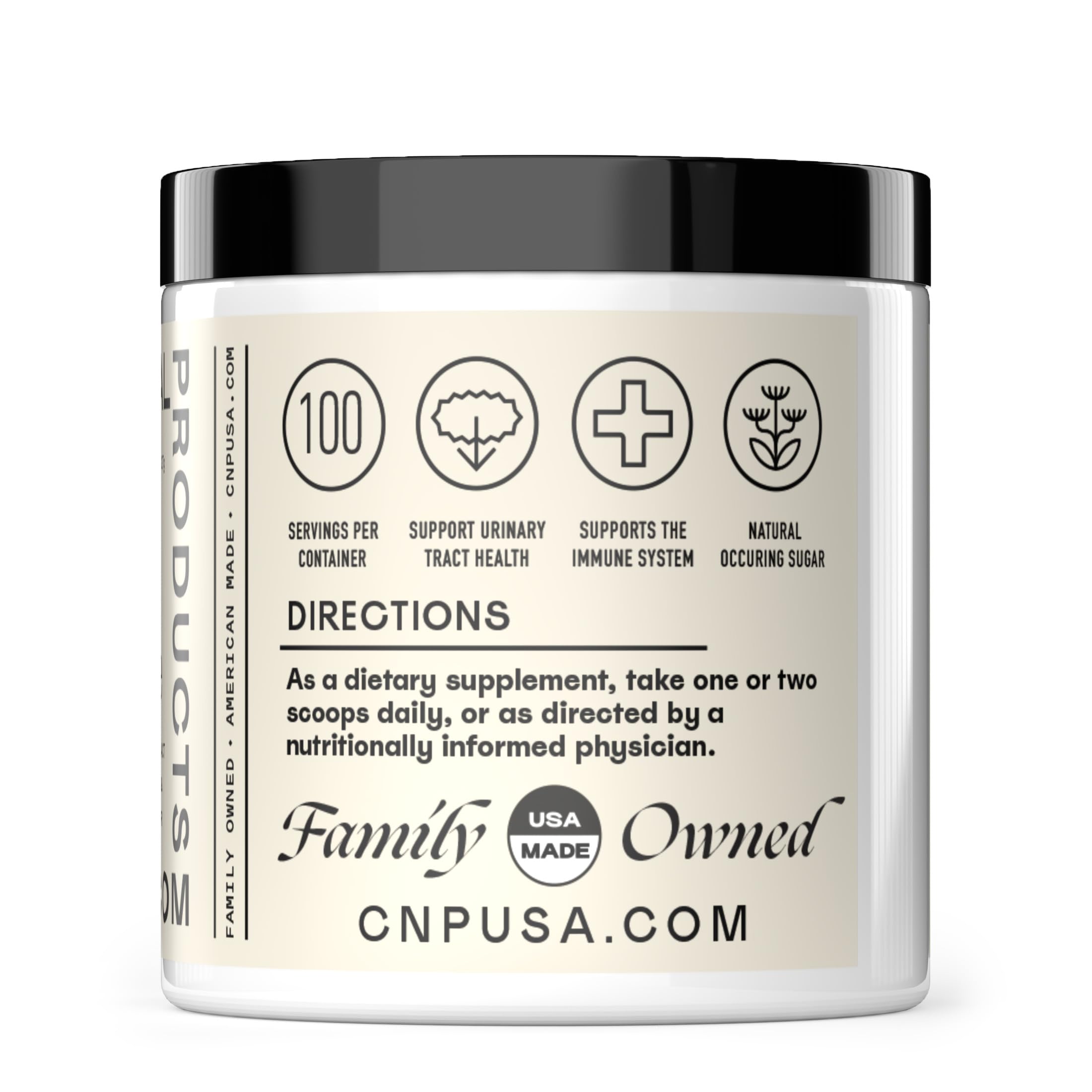Complete Natural Products D-Mannose supplement nutritional facts and pure ingredient label