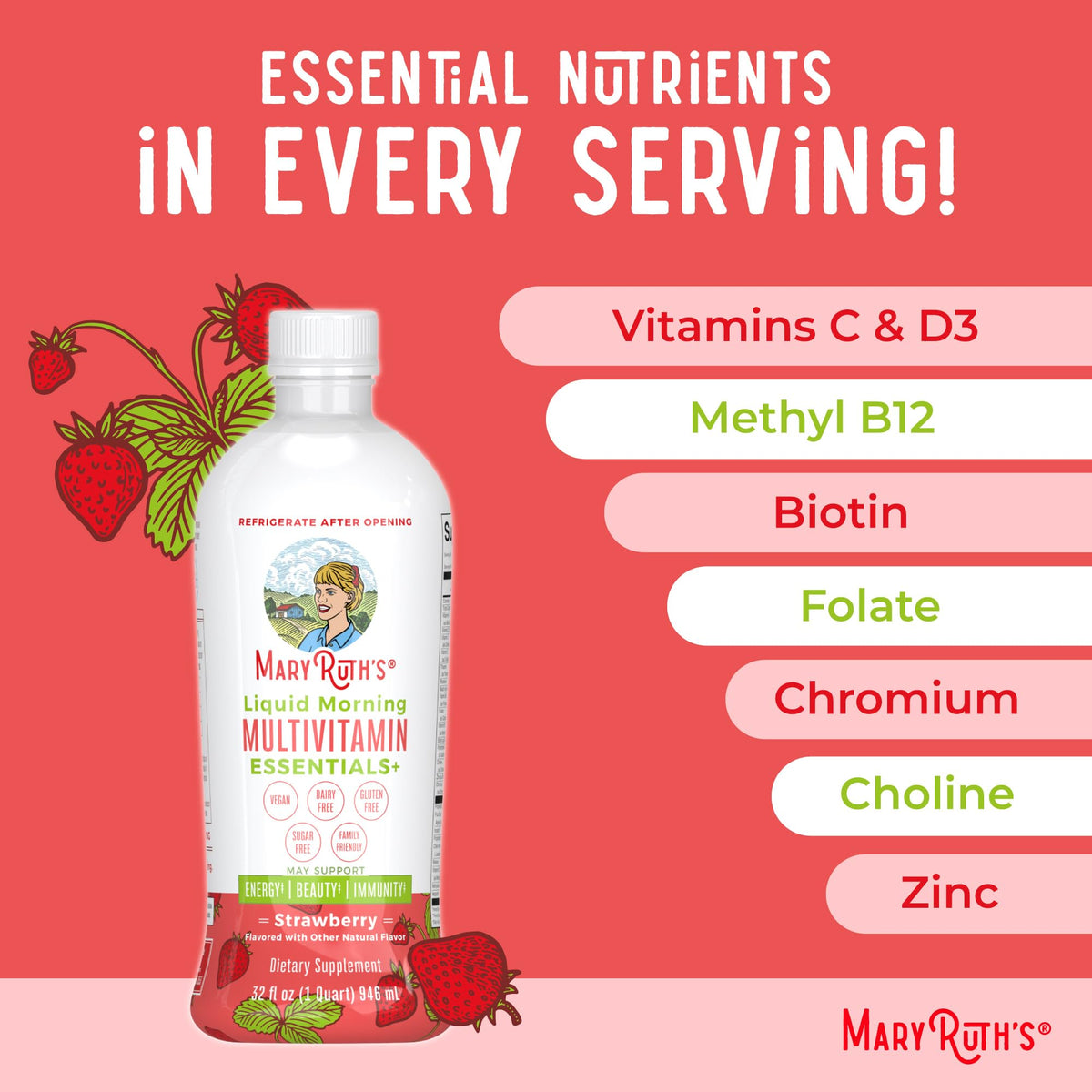 Maryruth Organics Liquid Morning Multivitamin cup pour demonstration