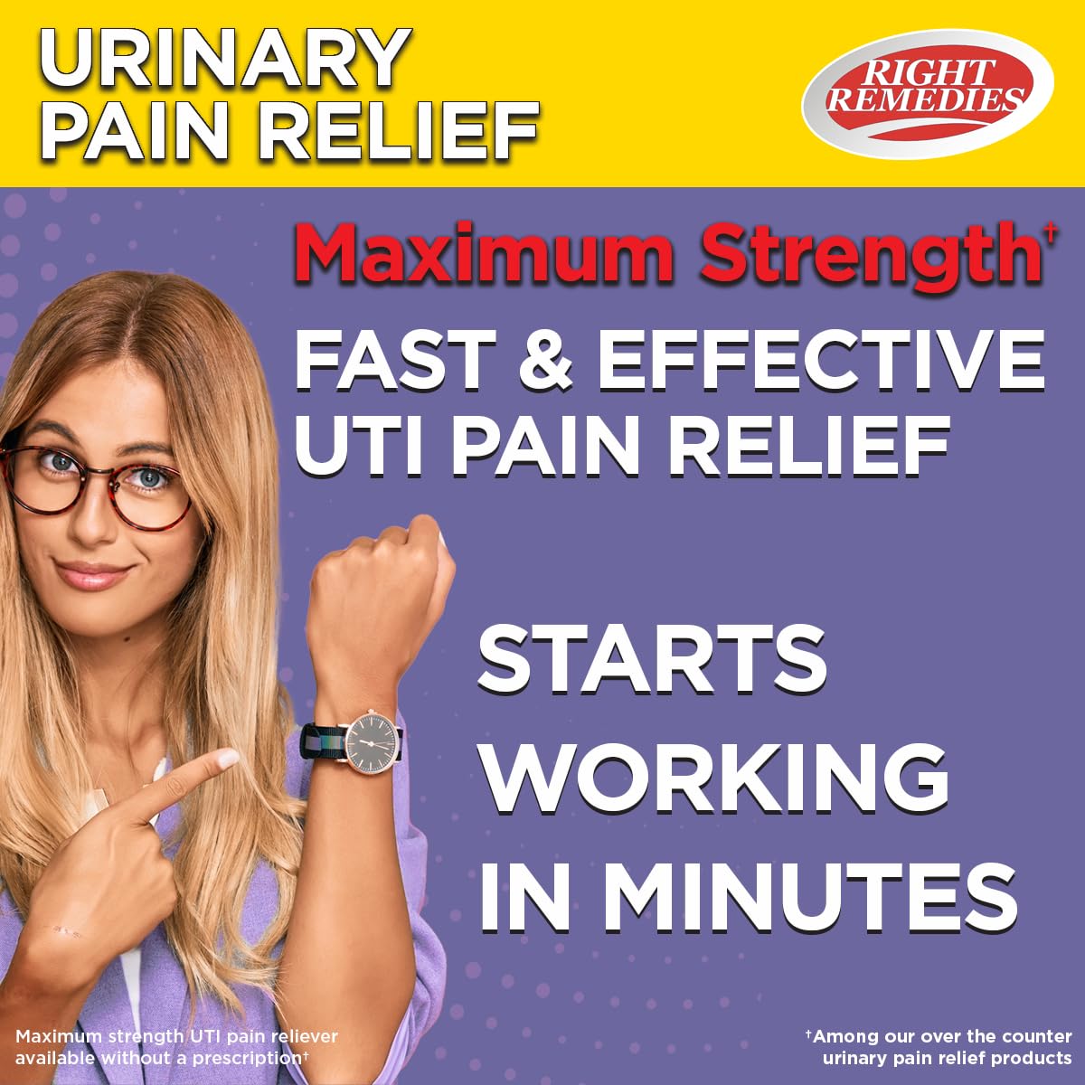 Right Remedies Maximum Strength urinary analgesic seventy-two tablets container side panel
