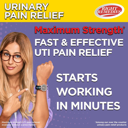 Right Remedies Maximum Strength urinary analgesic seventy-two tablets container side panel