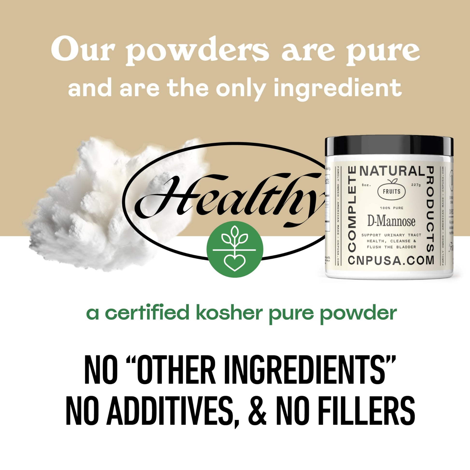 Non GMO gluten free urinary tract support powder container seals