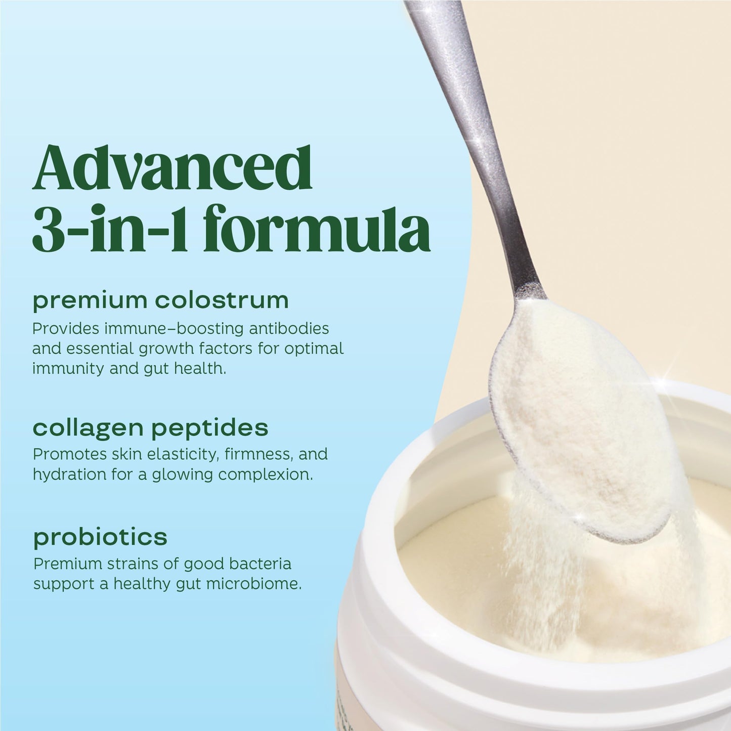 Bloom Nutrition Bovine Colostrum supplement facts panel