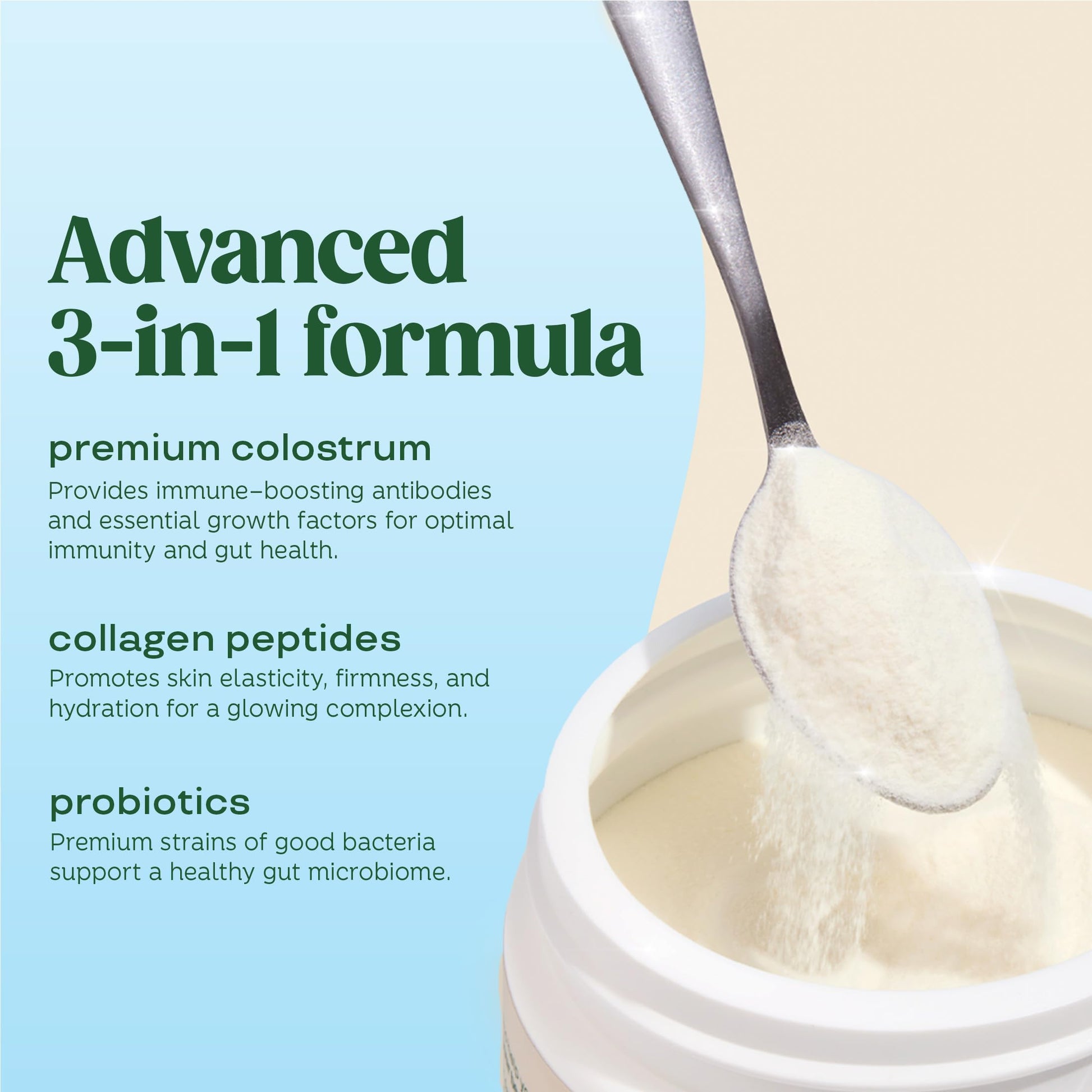 Bloom Nutrition Bovine Colostrum supplement facts panel