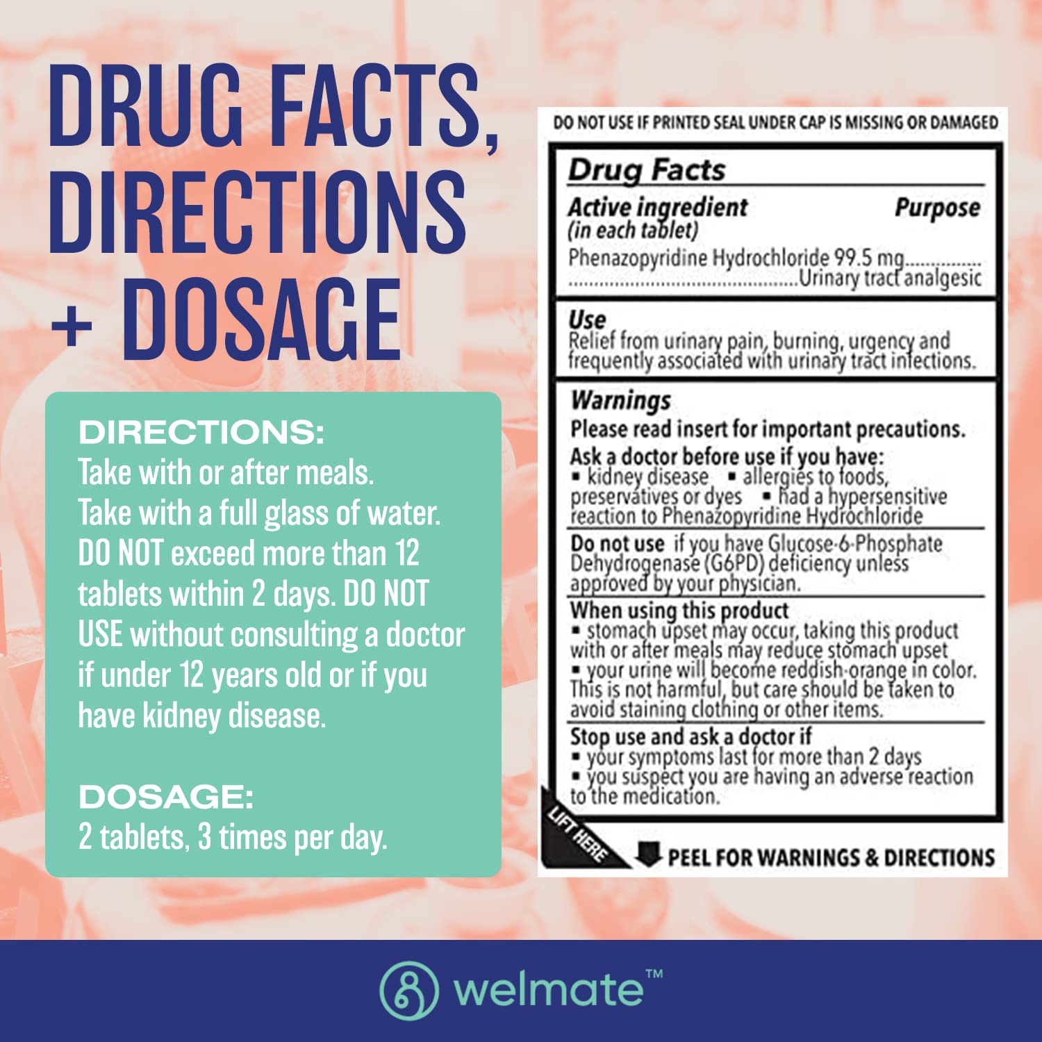 Authentic USA imported WELMATE fast acting bladder discomfort and burning relief tablets
