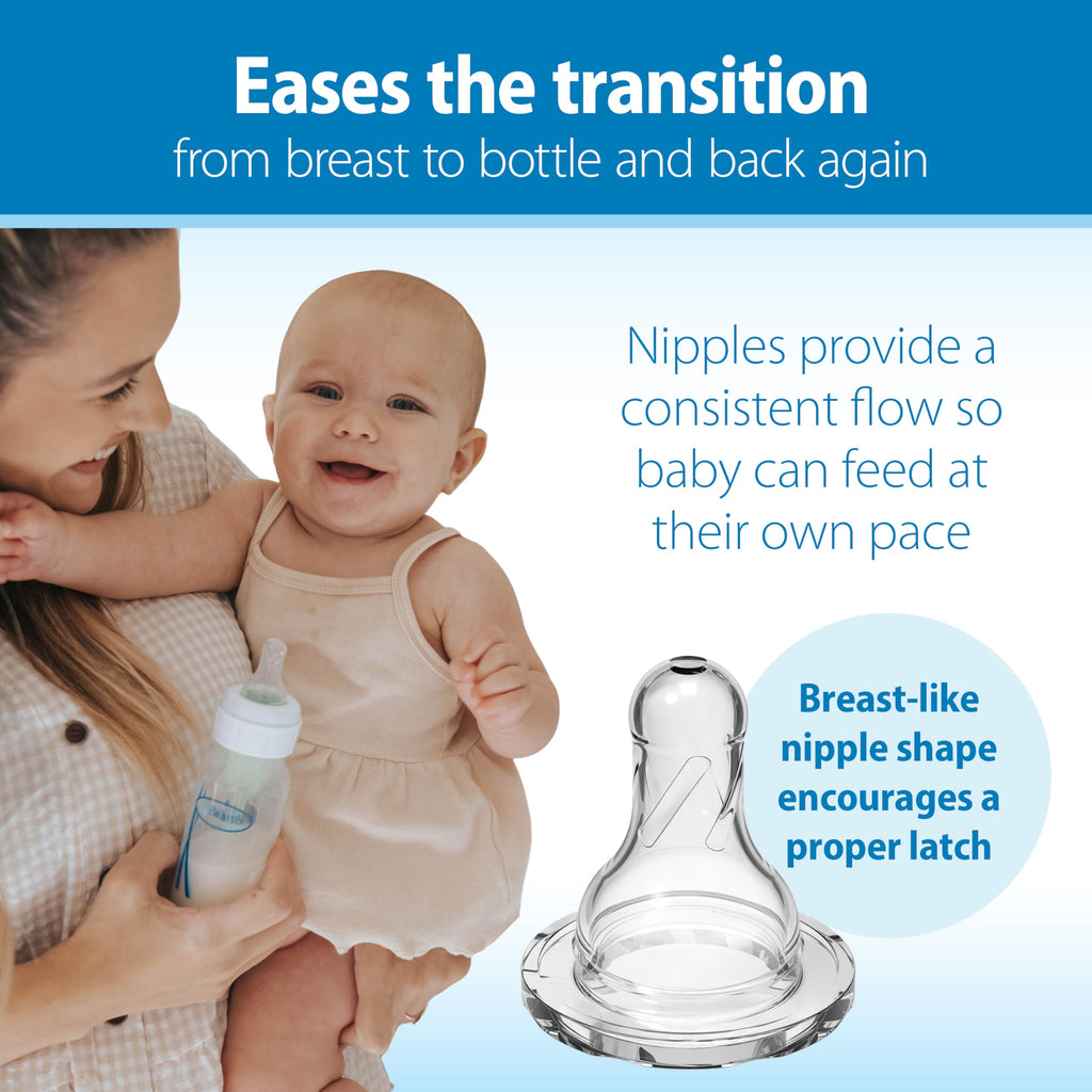 Close up of Dr. Brown's Level 1 slow flow silicone nipple