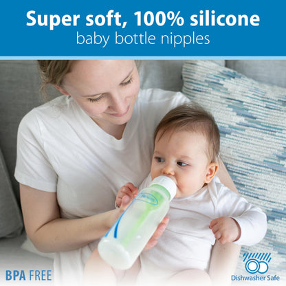 Top view of Dr. Brown's narrow neck baby bottle components