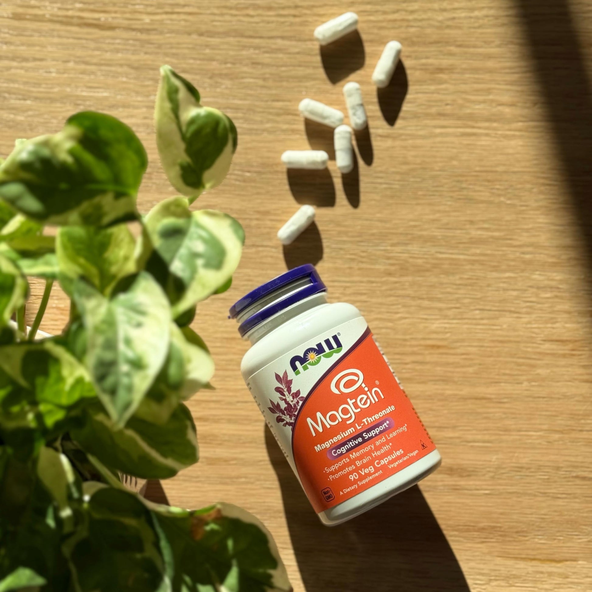 Now Foods Magtein Cognitive Support bottle in a studio setting