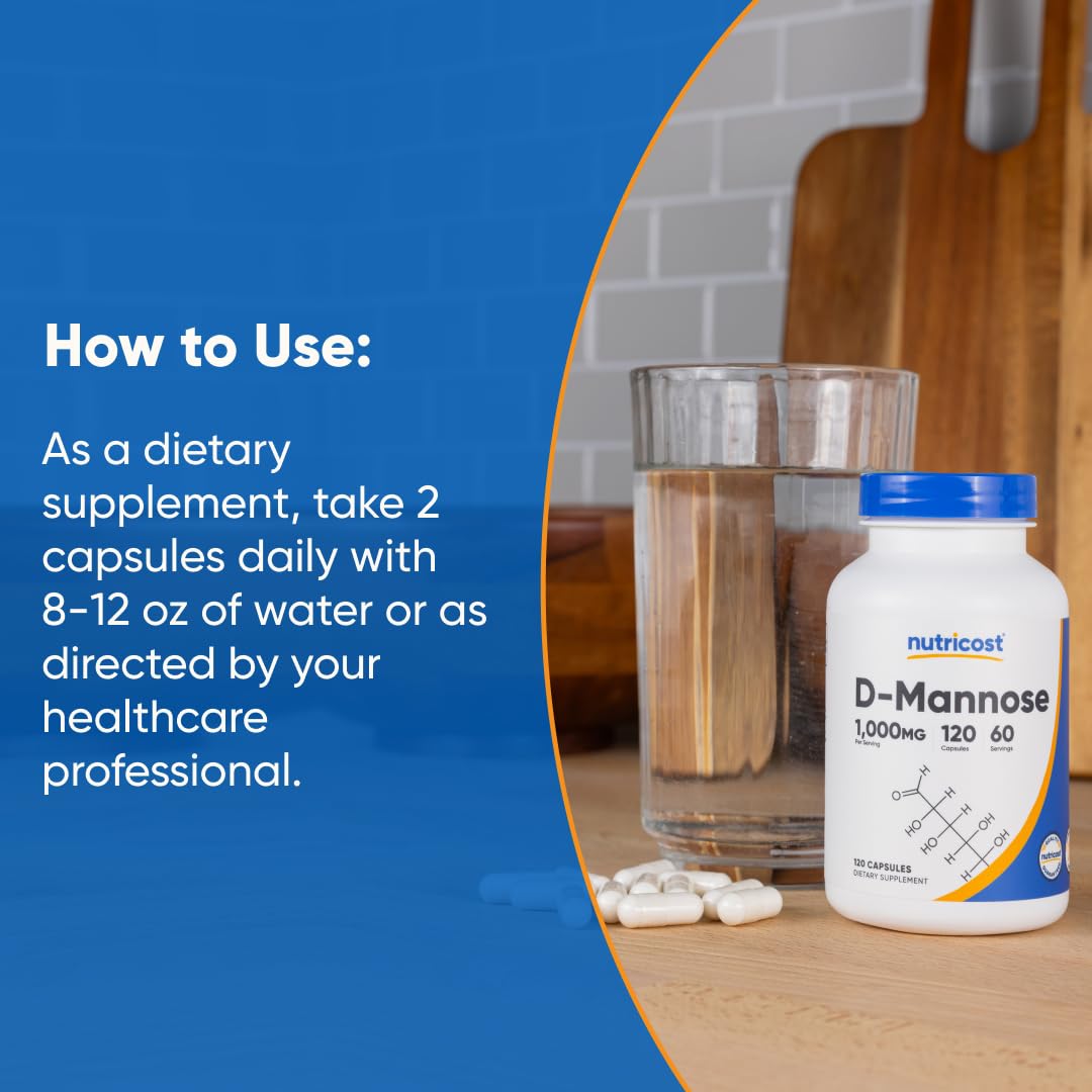 Nutricost D-Mannose 500mg per capsule authentic USA imported bottle design