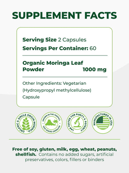 Authentic USA imported Pura Vida Moringa supplement packaging