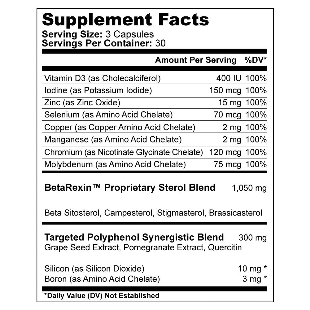 ProstaGenix prostate health capsules nutritional information label