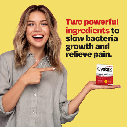 Cystex over the counter urinary tract pain reliever tablets pack size showing 48 count total