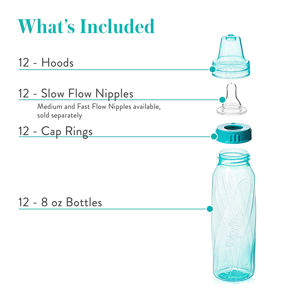 Evenflo 8 Fluid Ounce standard neck baby bottle details