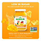 Eversmith Organics sea moss gel shown with fresh mango and pineapple fruit pieces
