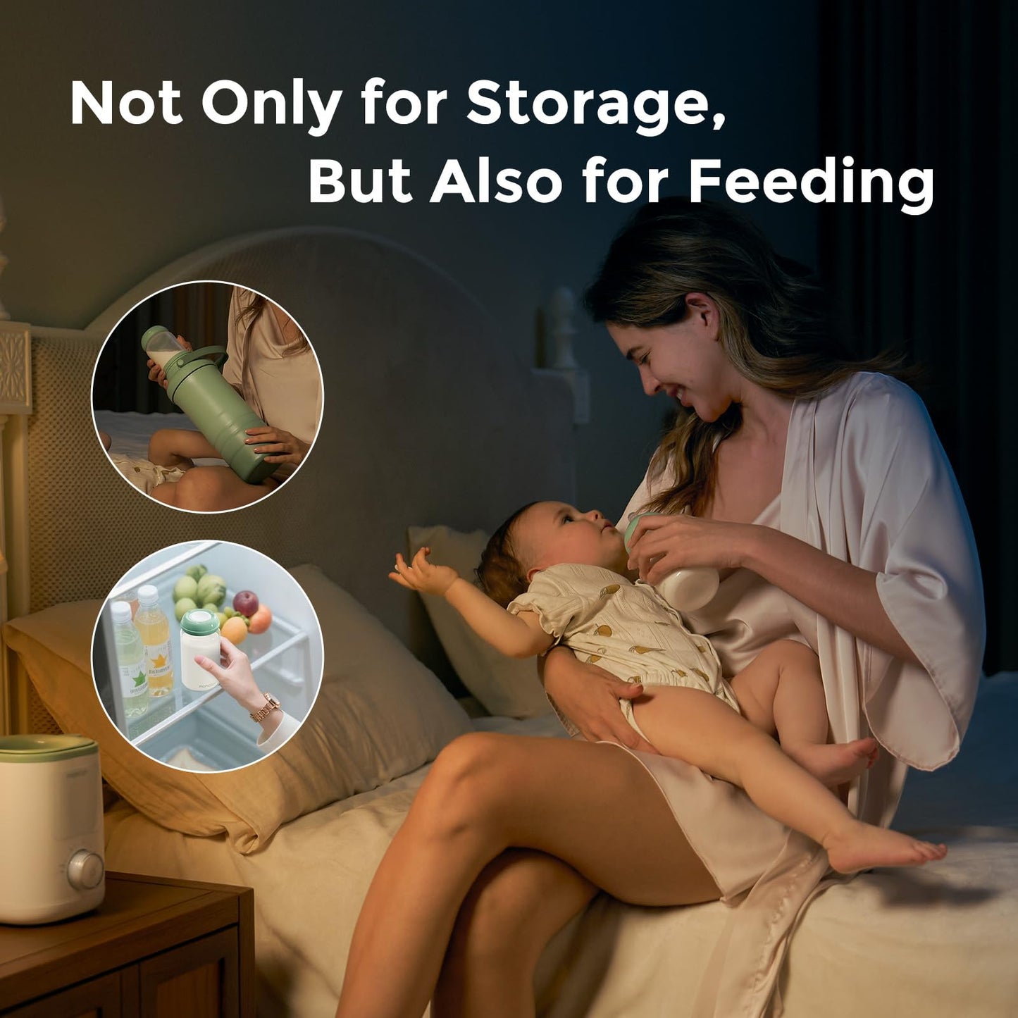 Momcozy BPA-free plastic baby bottle showcasing the eleven-ounce capacity markings.