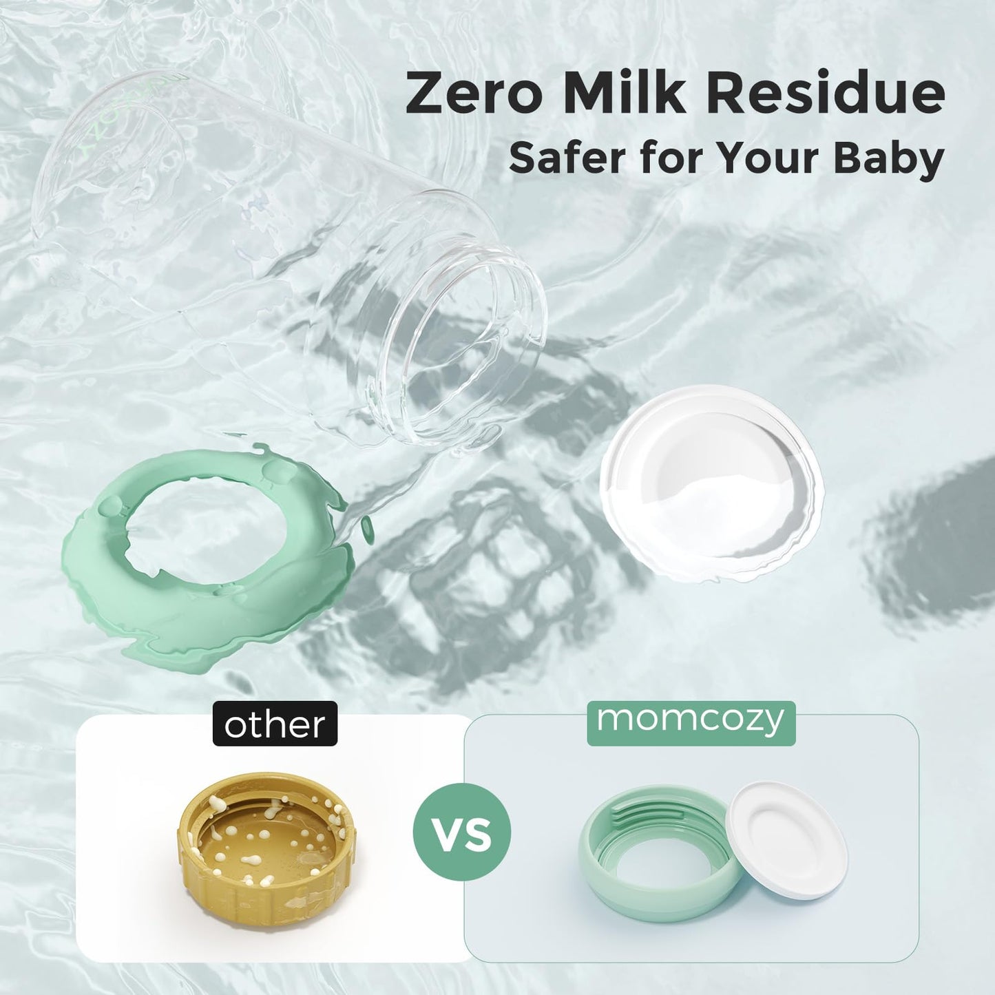 Momcozy storage collection bottles standing together for milk cooler compatibility.