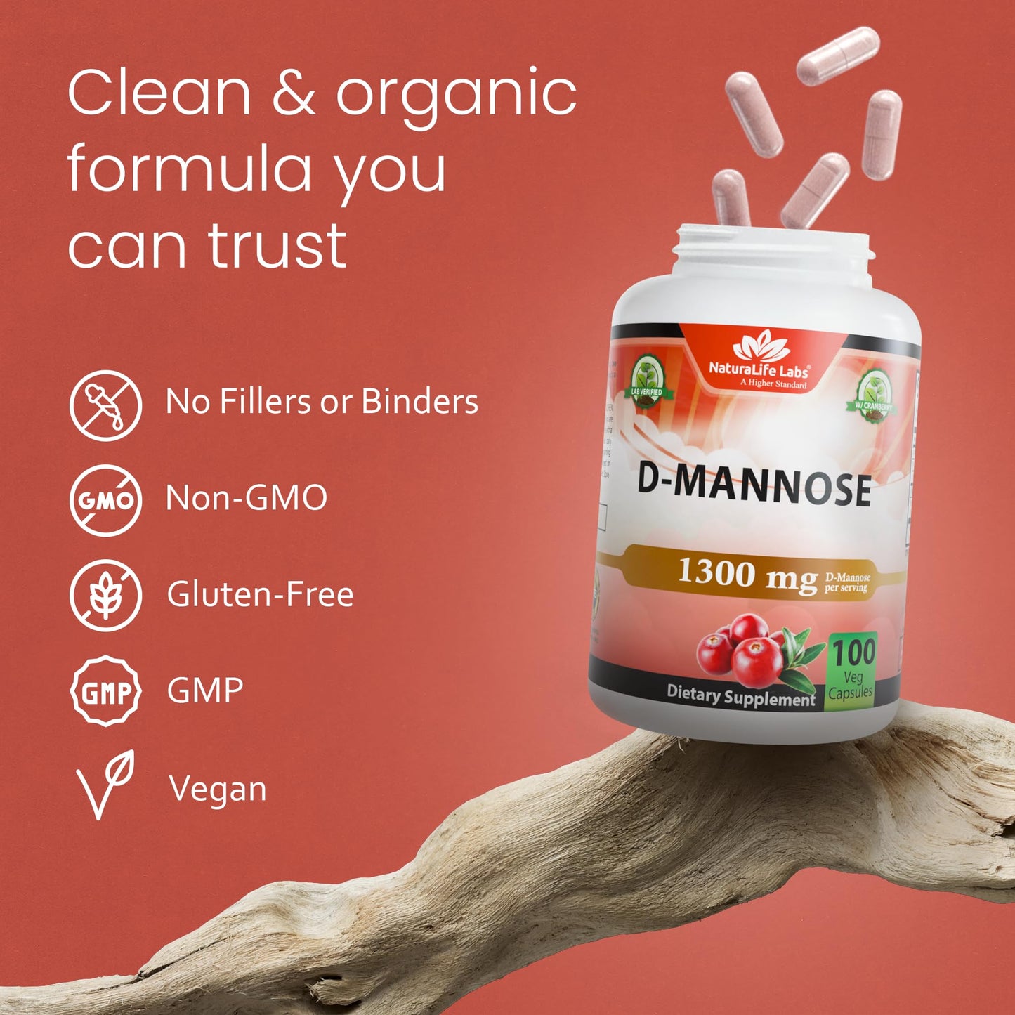 Authentic NaturaLife Labs premium D-Mannose packaging showing safety seal security