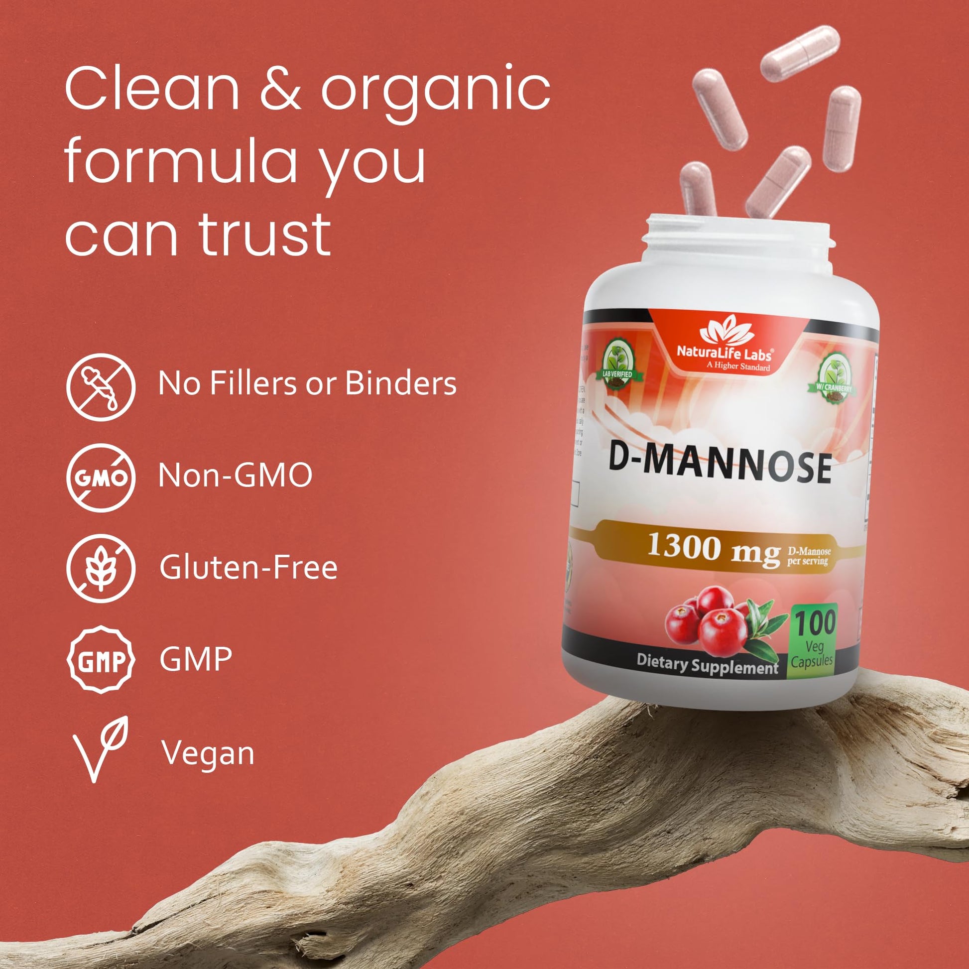 Authentic NaturaLife Labs premium D-Mannose packaging showing safety seal security