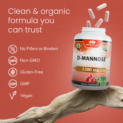 Authentic NaturaLife Labs premium D-Mannose packaging showing safety seal security