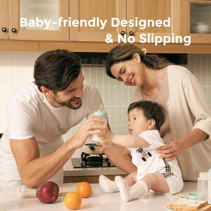 Top view of the wide-mouth connection on the Momcozy natural baby bottle.