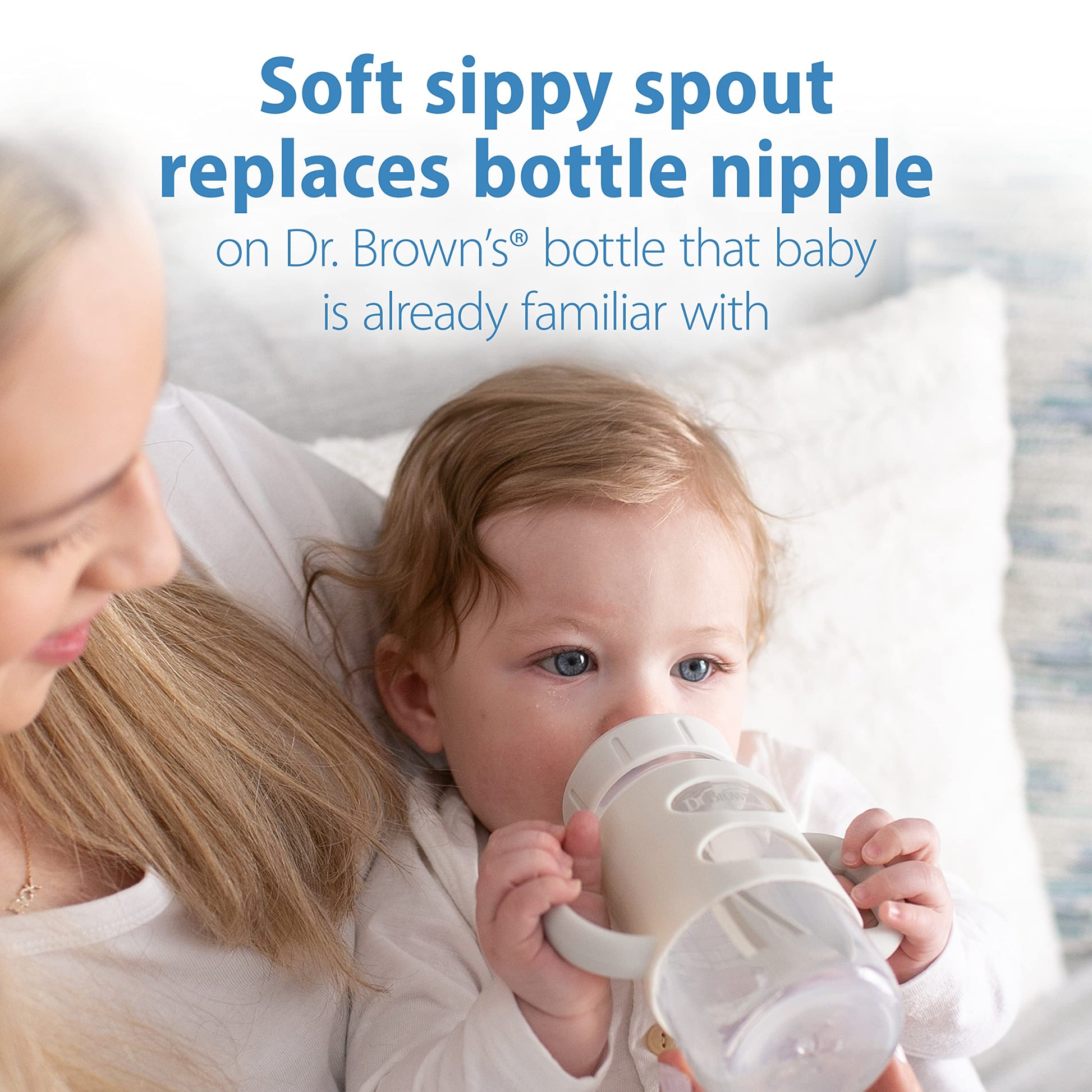 Dr. Brown's wide-neck bottle with removable silicone handle detail