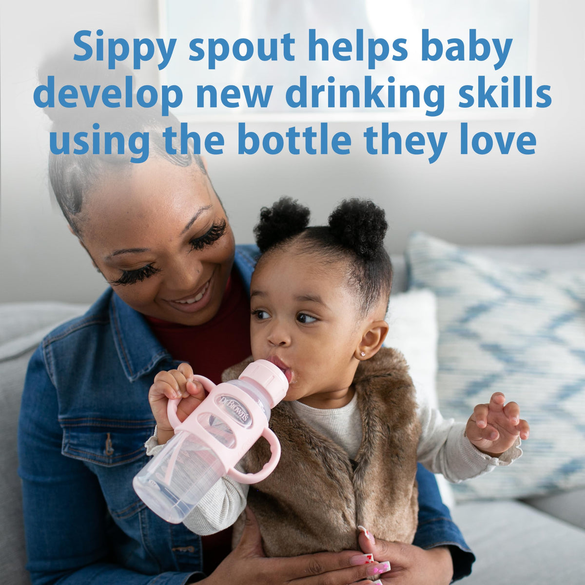 Two pack Dr. Brown's narrow sippy bottles with silicone handles