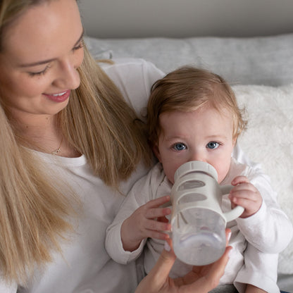 Components of Dr. Brown's 270 milliliter sippy cup for babies