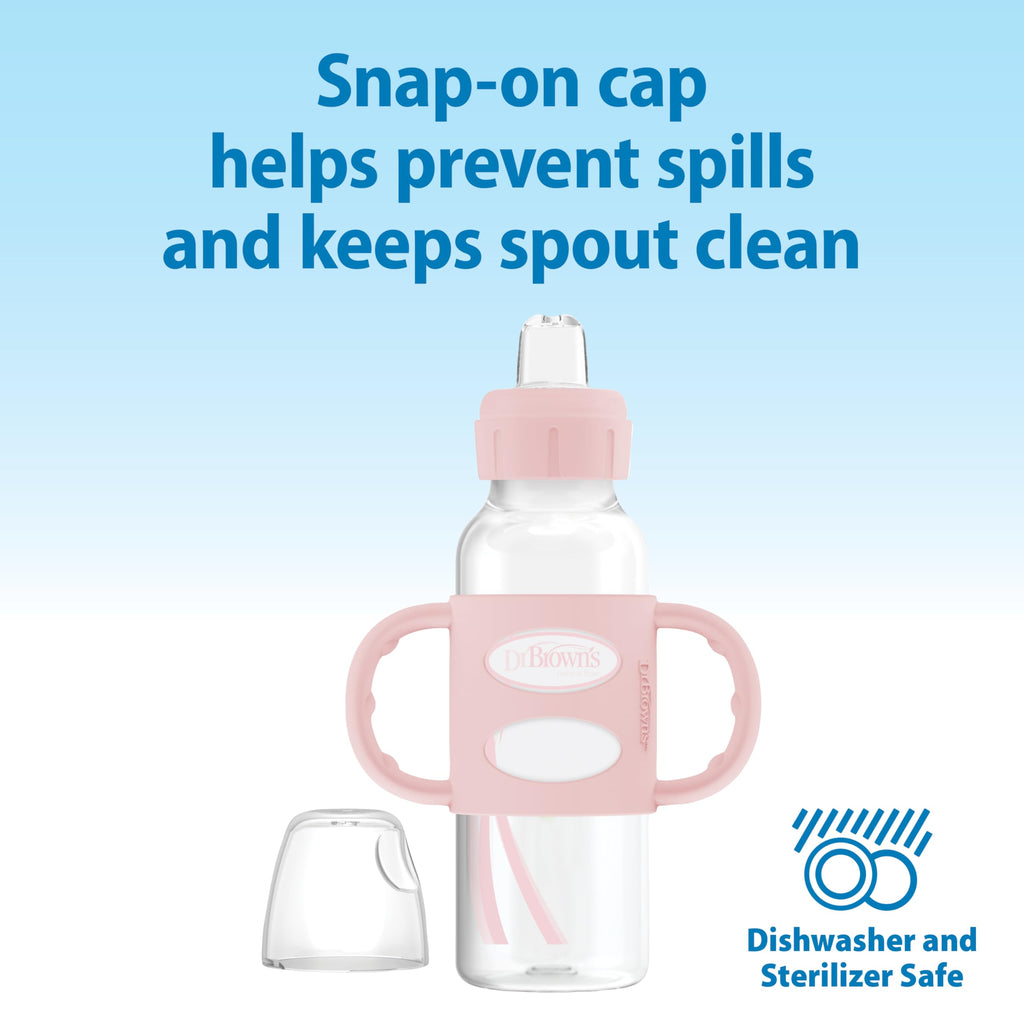 Close up of Dr. Brown's soft silicone sippy spout for babies