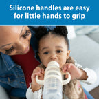 Side profile of Dr. Brown's sippy bottle with easy-grip handles