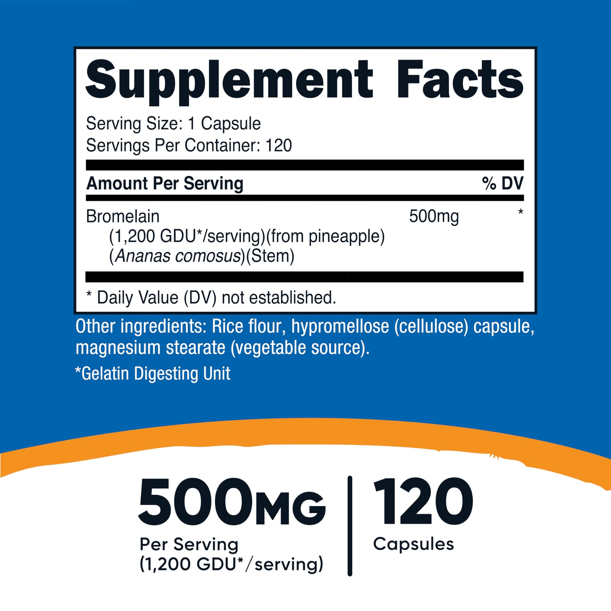Nutricost Bromelain digestive enzyme supplement nutrition label