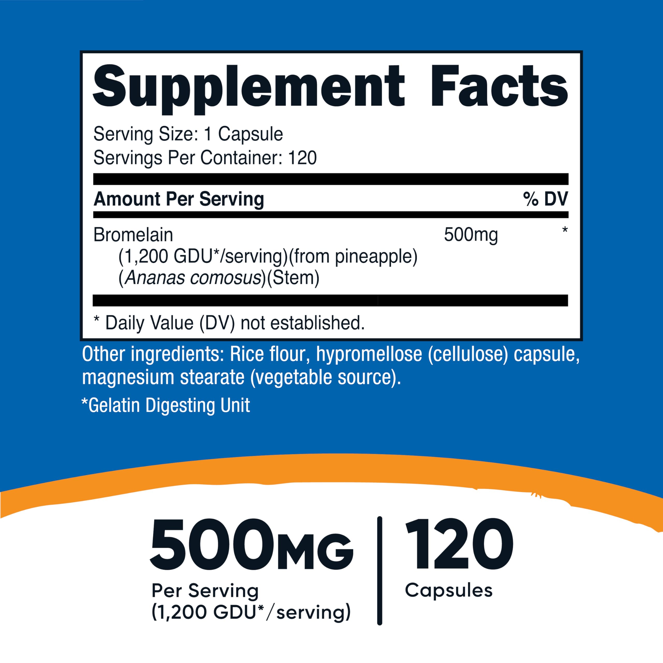 Nutricost Bromelain digestive enzyme supplement nutrition label