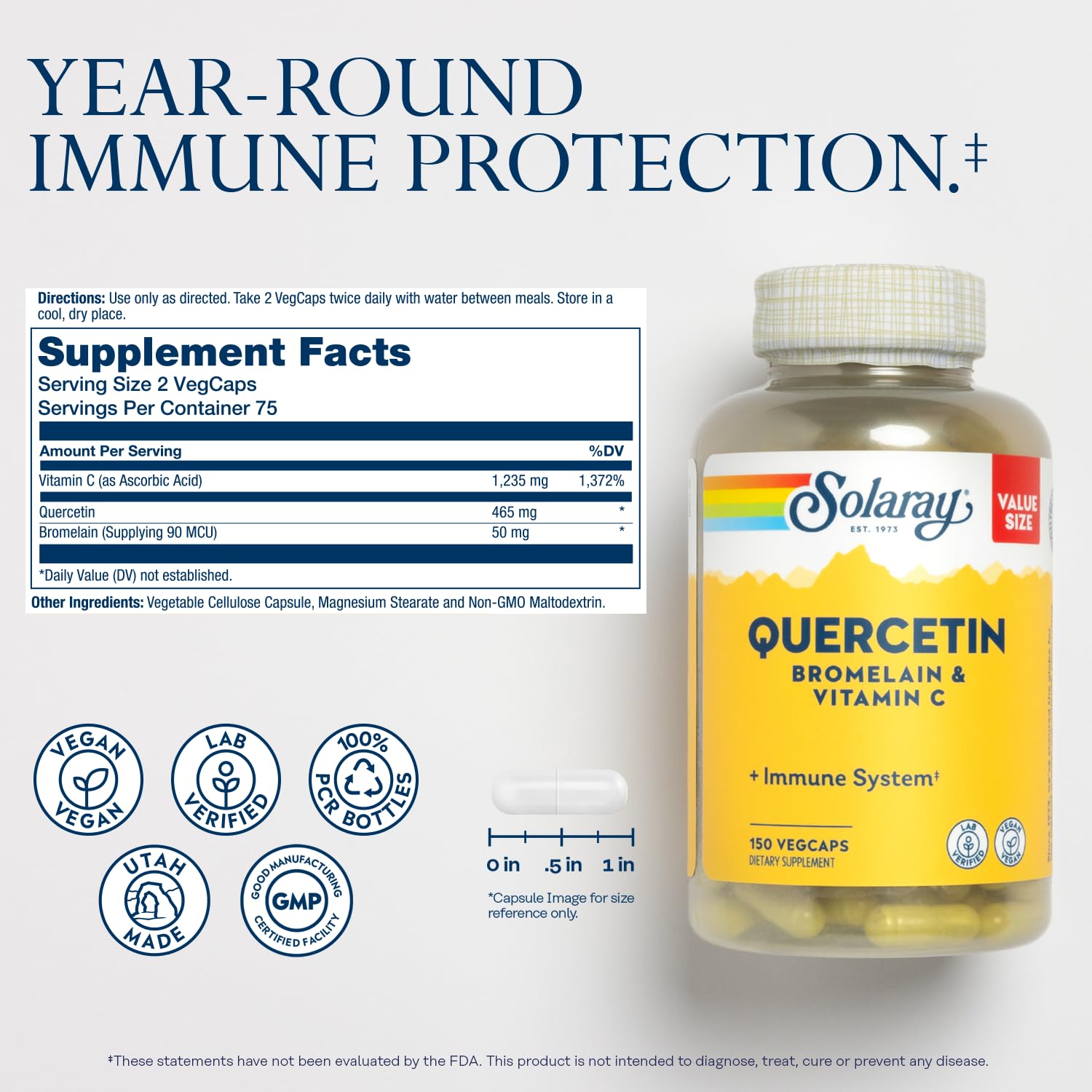 Solaray immune support supplement bottle side view