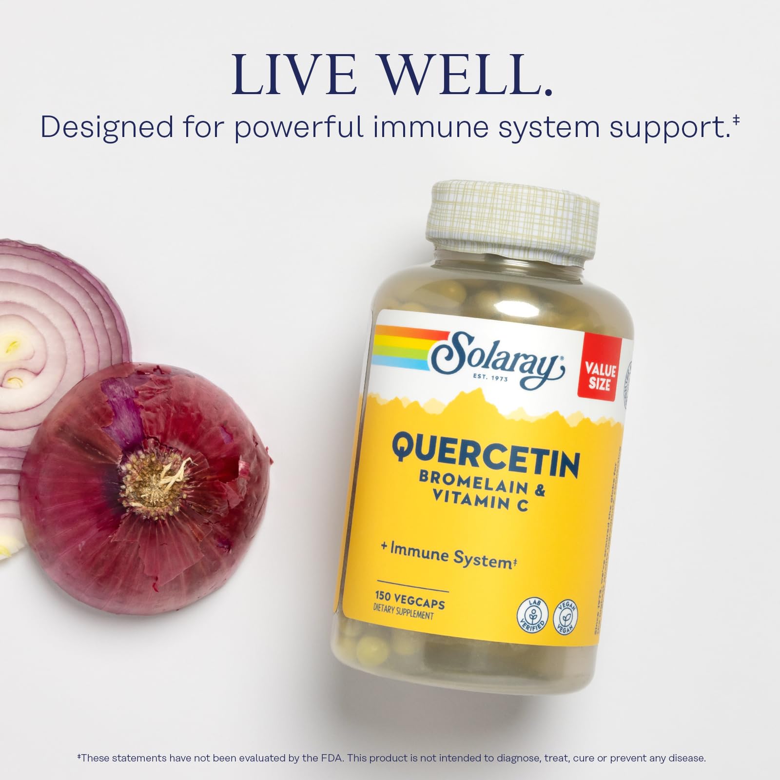 Back label of Solaray Quercetin showing ingredients and dosage