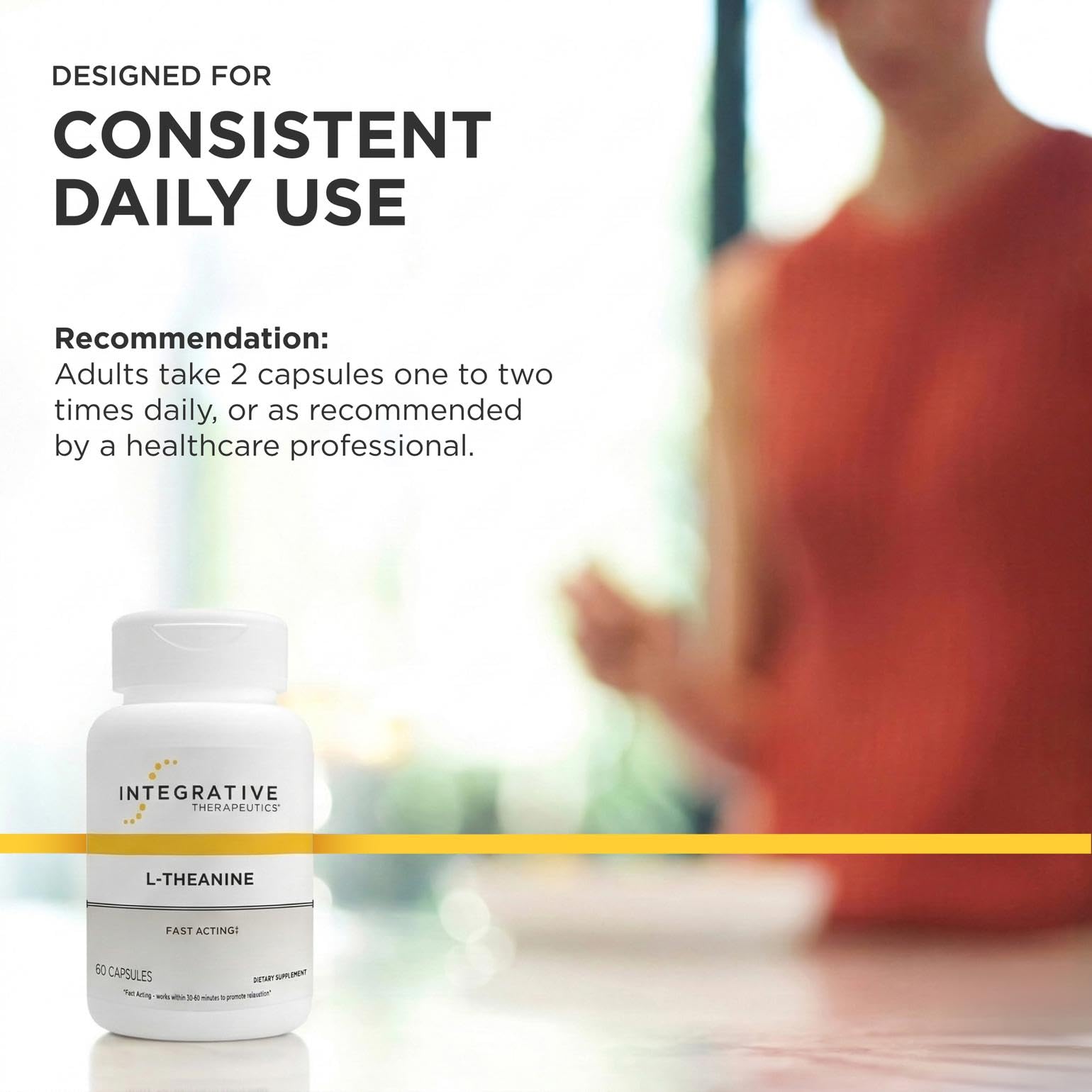 Integrative Therapeutics L-Theanine bottle side profile