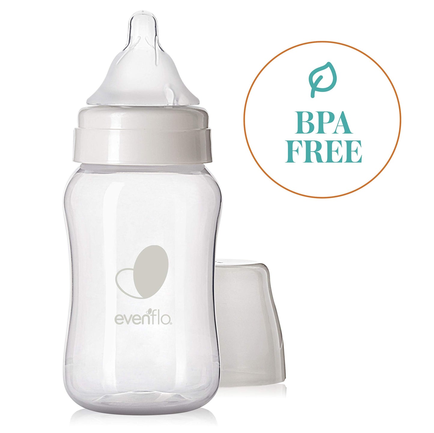 Side profile of Evenflo wide neck anti-colic infant bottle