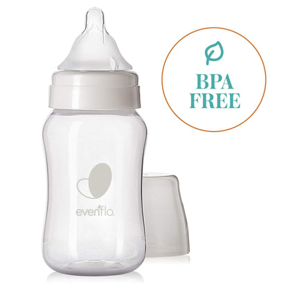 Side profile of Evenflo wide neck anti-colic infant bottle