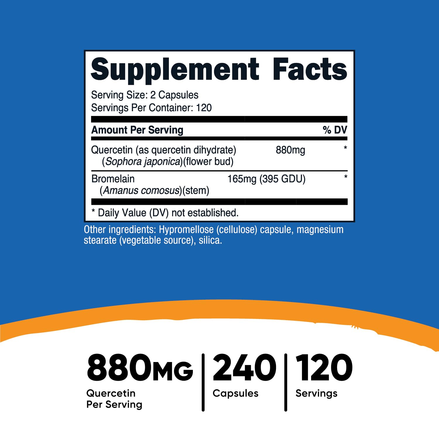 Nutricost Quercetin 880mg supplement label supplement facts
