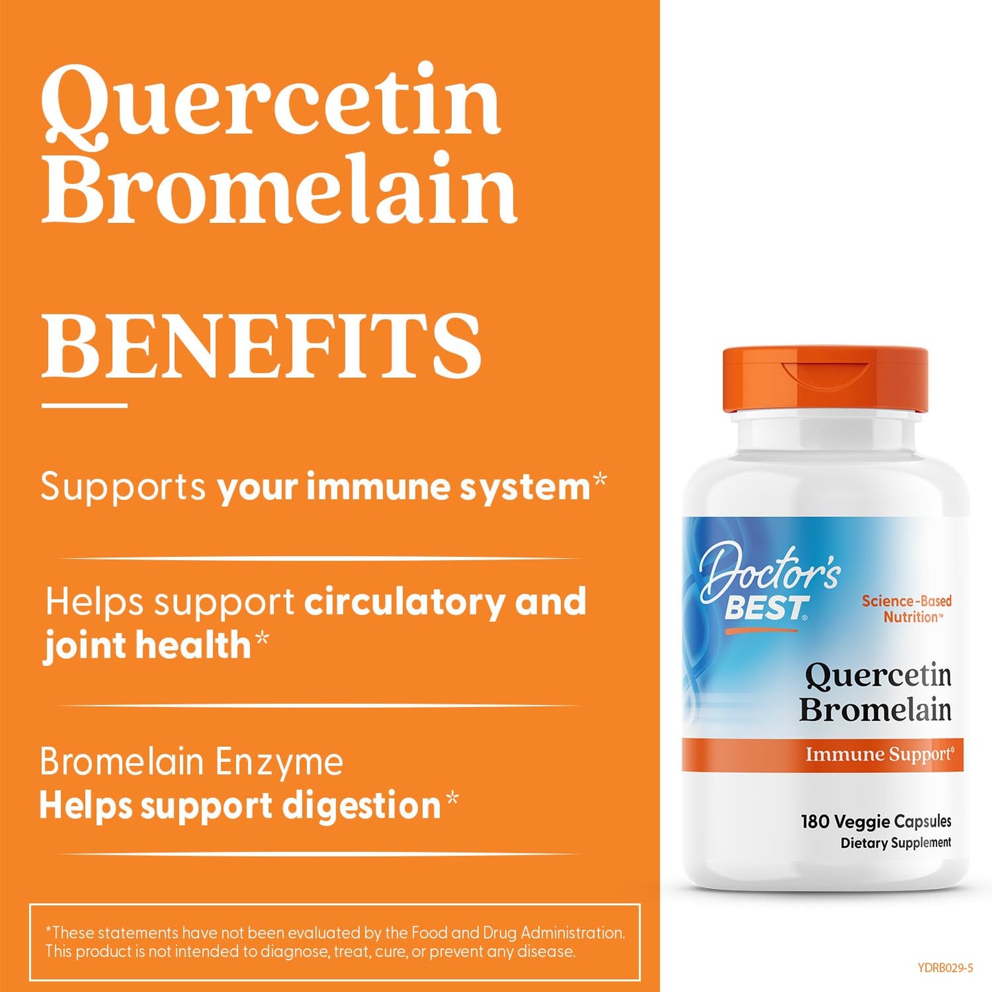 Doctor's Best Quercetin With Bromelain 180 capsules packaging side view