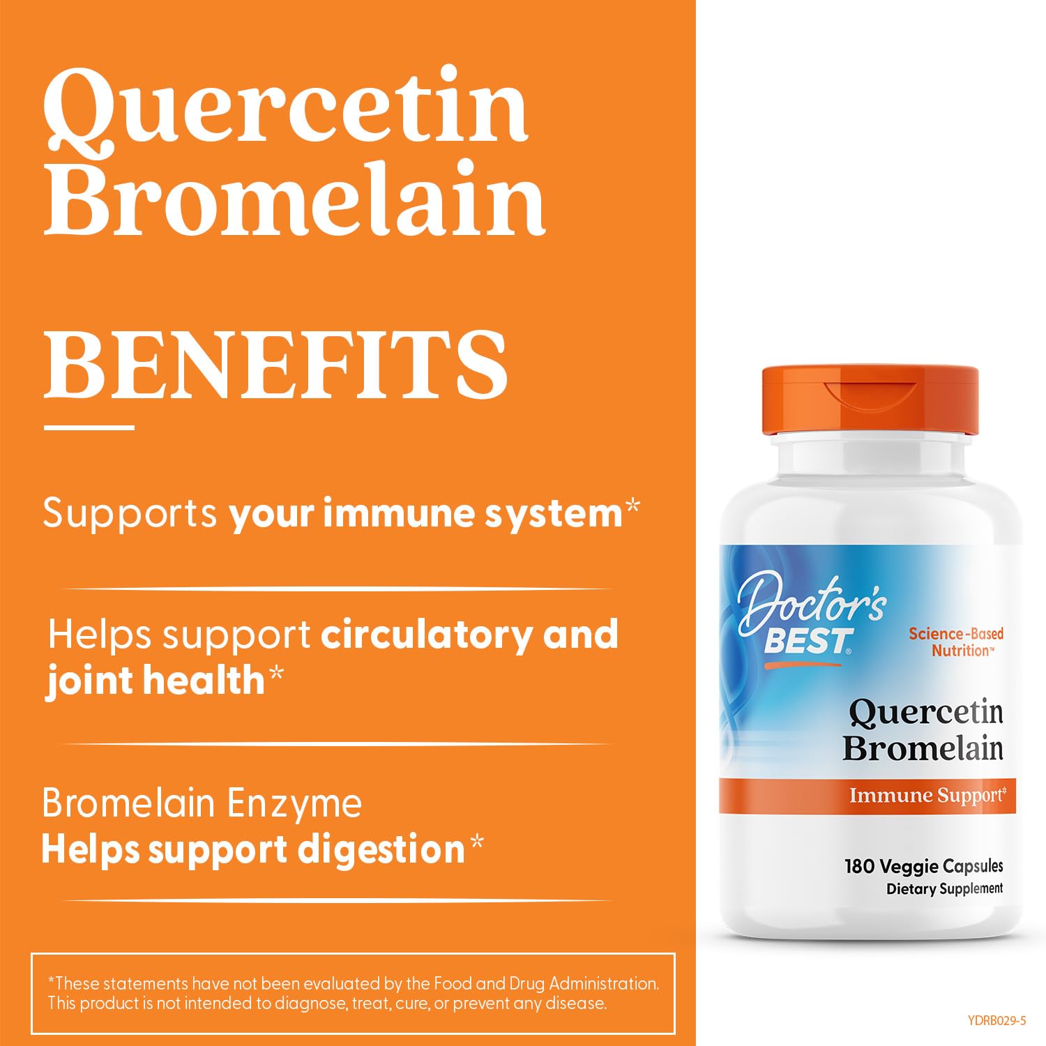 Doctor's Best Quercetin With Bromelain 180 capsules packaging side view