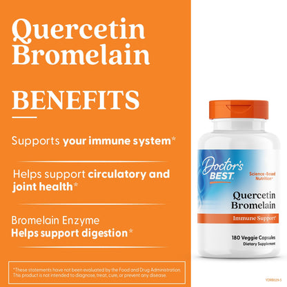 Doctor's Best Quercetin With Bromelain 180 capsules packaging side view