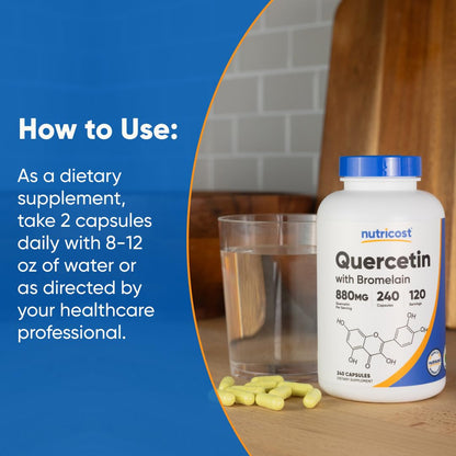 Nutricost Quercetin 880mg and Bromelain 165mg serving size details