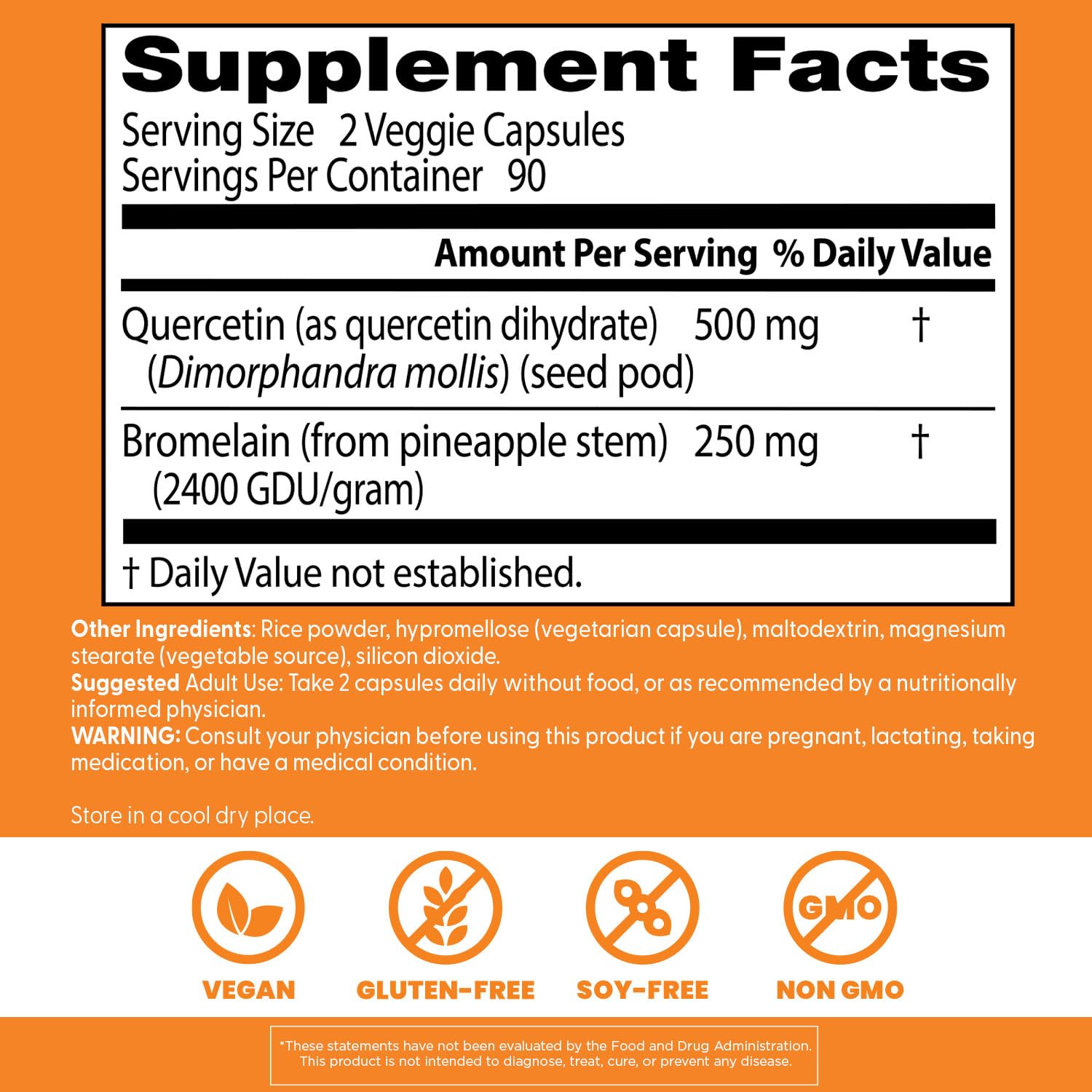 Authentic Doctor's Best Quercetin With Bromelain antioxidant supplement