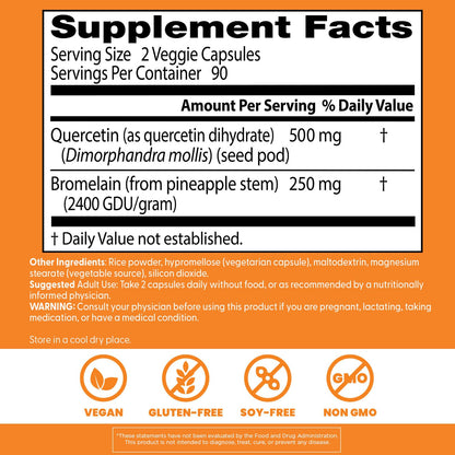 Authentic Doctor's Best Quercetin With Bromelain antioxidant supplement