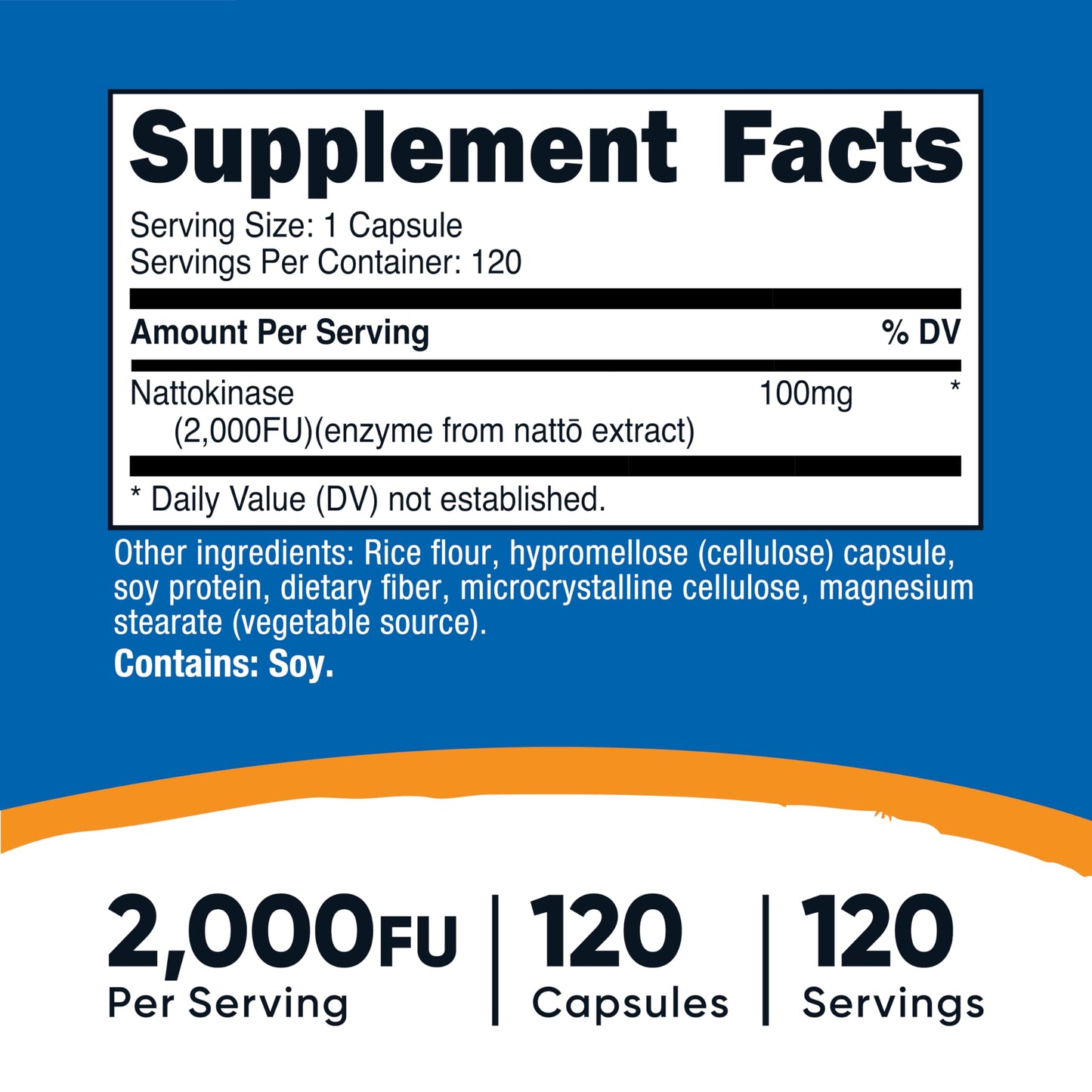 Side angle of Nutricost Nattokinase cardiovascular health supplement showing vegetarian capsule feature