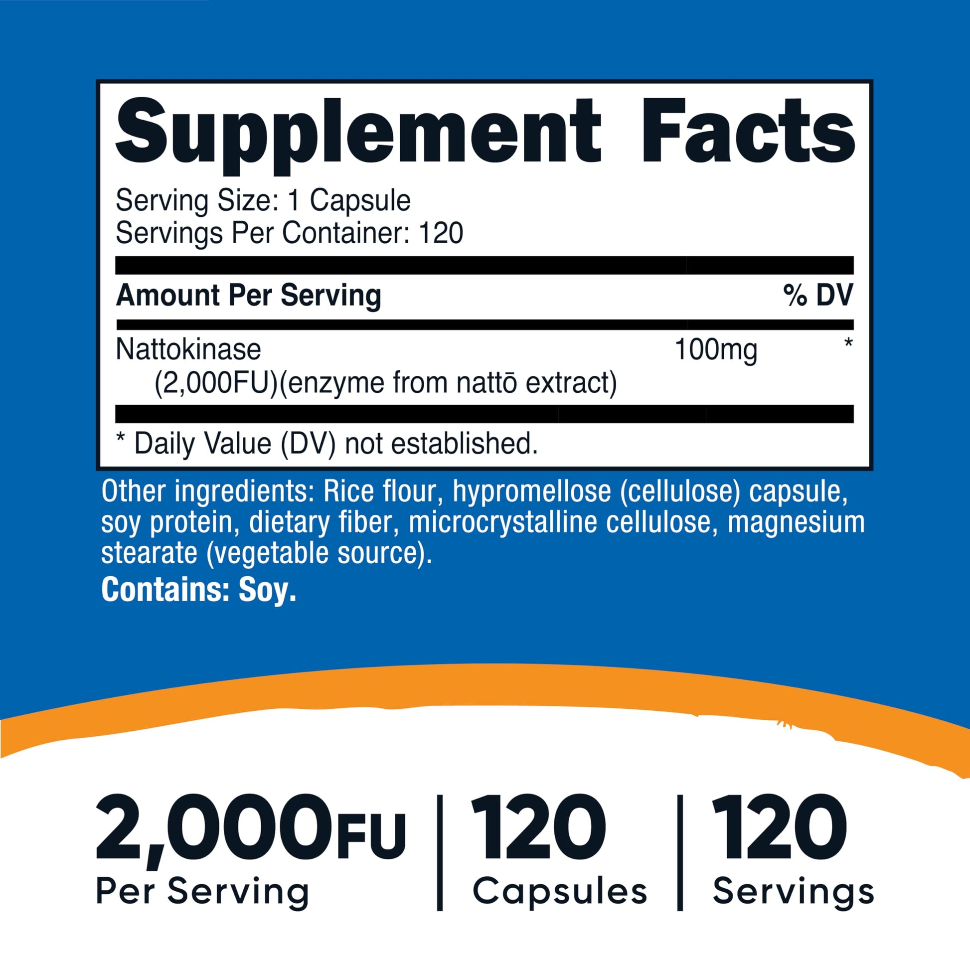 Side angle of Nutricost Nattokinase cardiovascular health supplement showing vegetarian capsule feature